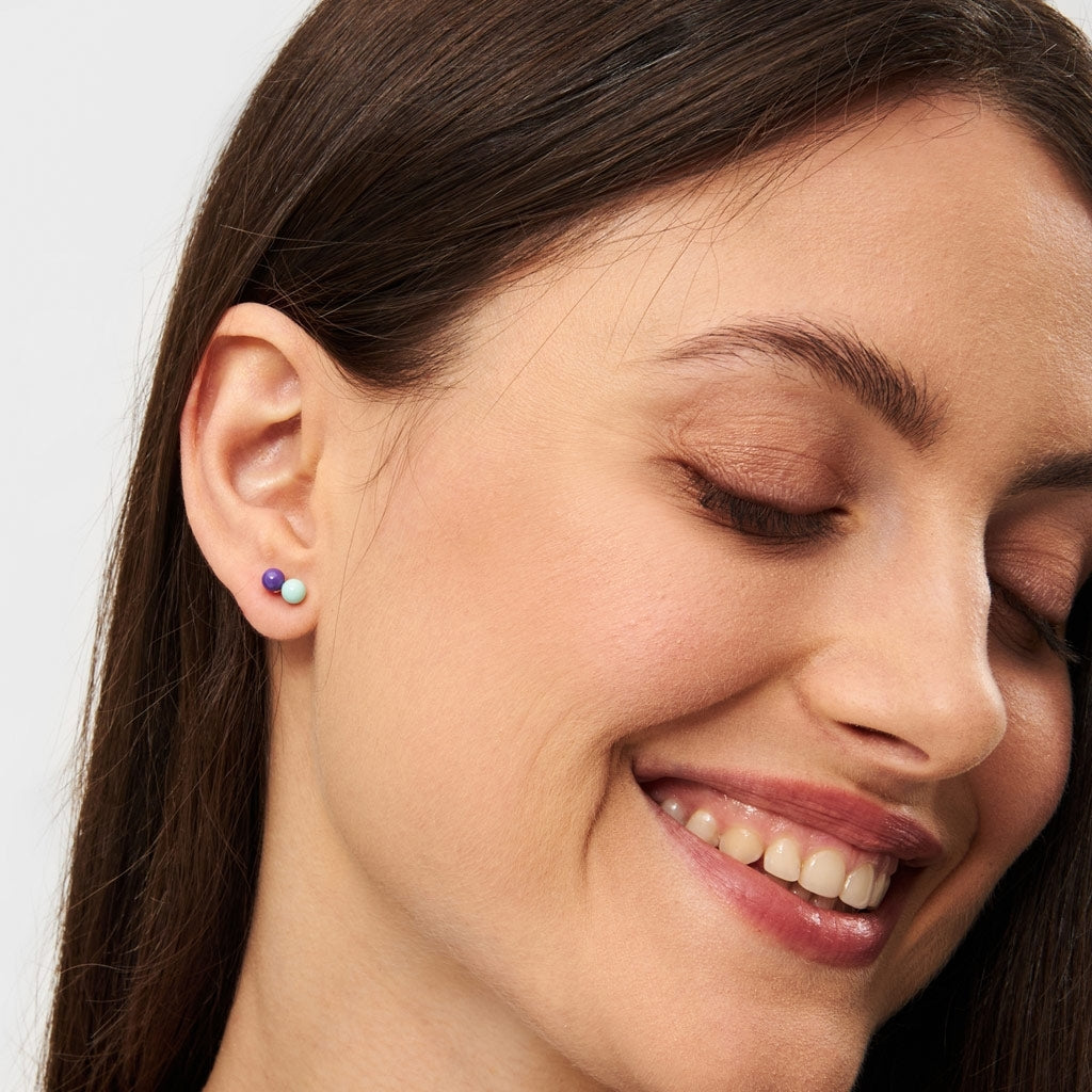 LULU Copenhagen Double Color Ball Ohrring 1 stück Ear stud, 1 pcs Deep Purple - Mint