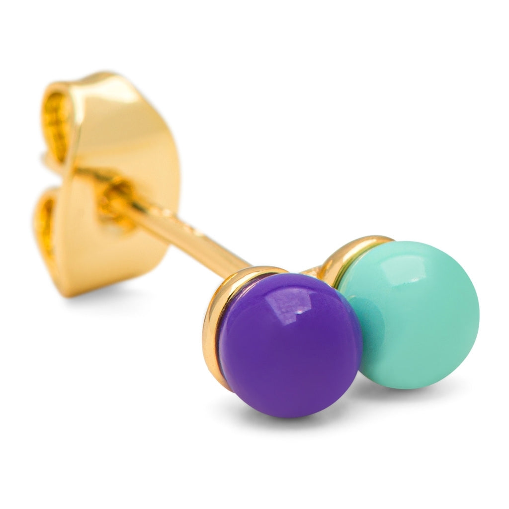 LULU Copenhagen Double Color Ball Ohrring 1 stück Ear stud, 1 pcs Deep Purple - Mint
