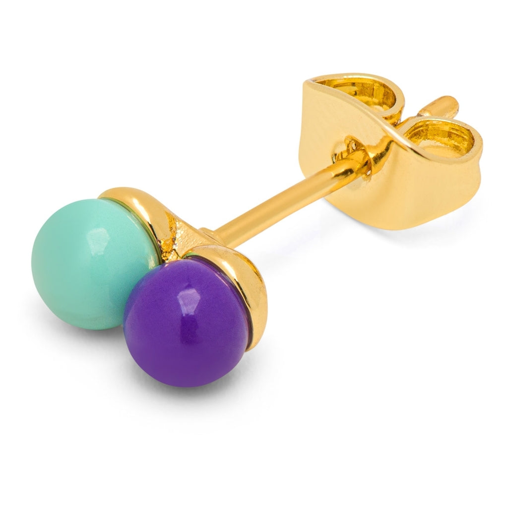 LULU Copenhagen Double Color Ball Ohrring 1 stück Ear stud, 1 pcs Deep Purple - Mint