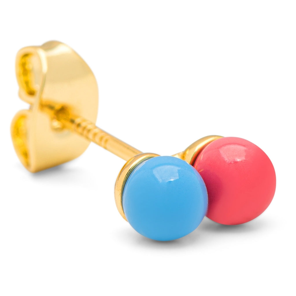 LULU Copenhagen Double Color Ball Ohrring 1 stück Ear stud, 1 pcs Light Blue - Coral Pink