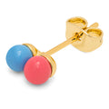 Double Color Ball Ohrring 1 stück - Light Blue - Coral Pink