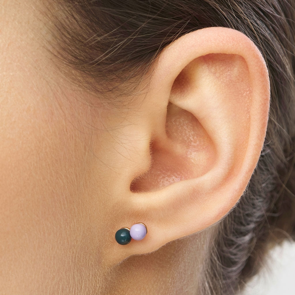 LULU Copenhagen Double Color Ball Ohrring 1 stück Ear stud, 1 pcs North Sea Green/Purple