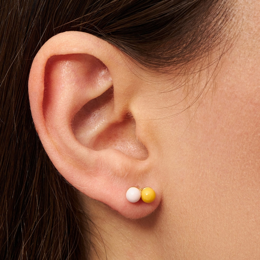 LULU Copenhagen Double Color Ball Ohrring 1 stück Ear stud, 1 pcs Silk Light Pink - Sunflower