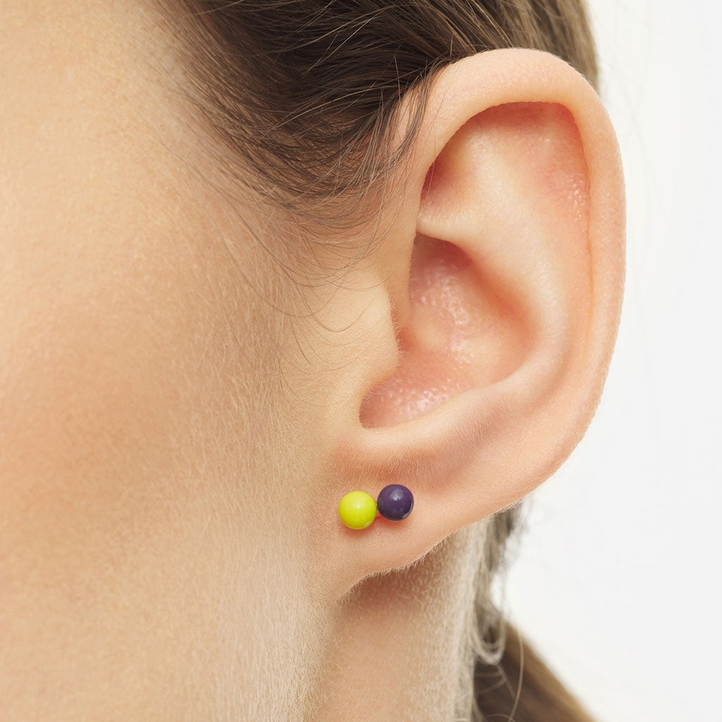LULU Copenhagen Double Color Ball Ohrring 1 stück Ear stud, 1 pcs Wild Lime/Purple Harvest