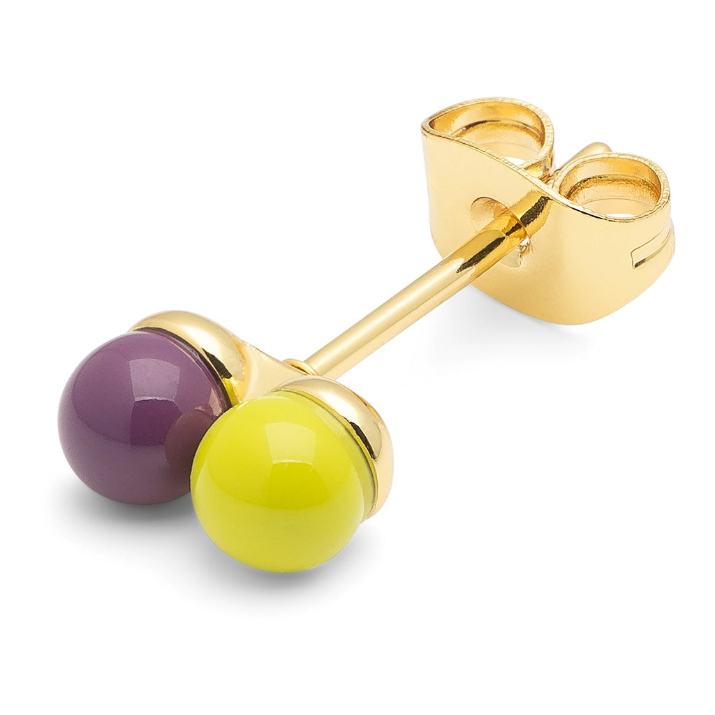 LULU Copenhagen Double Color Ball Ohrring 1 stück Ear stud, 1 pcs Wild Lime/Purple Harvest