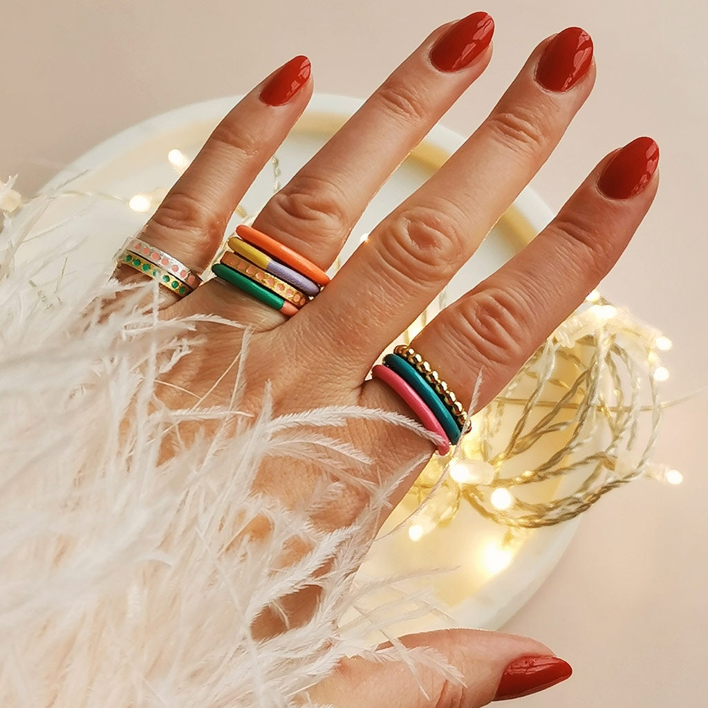LULU Copenhagen Double Color Ring Rings Bright Yellow - Lavender