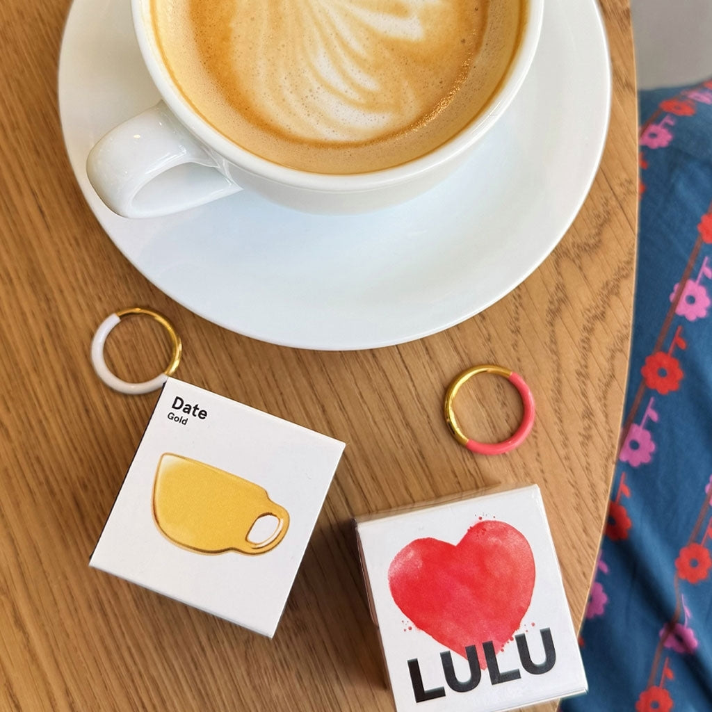 LULU Copenhagen Double Color Ring vergoldet Rings Gold/Coral Pink