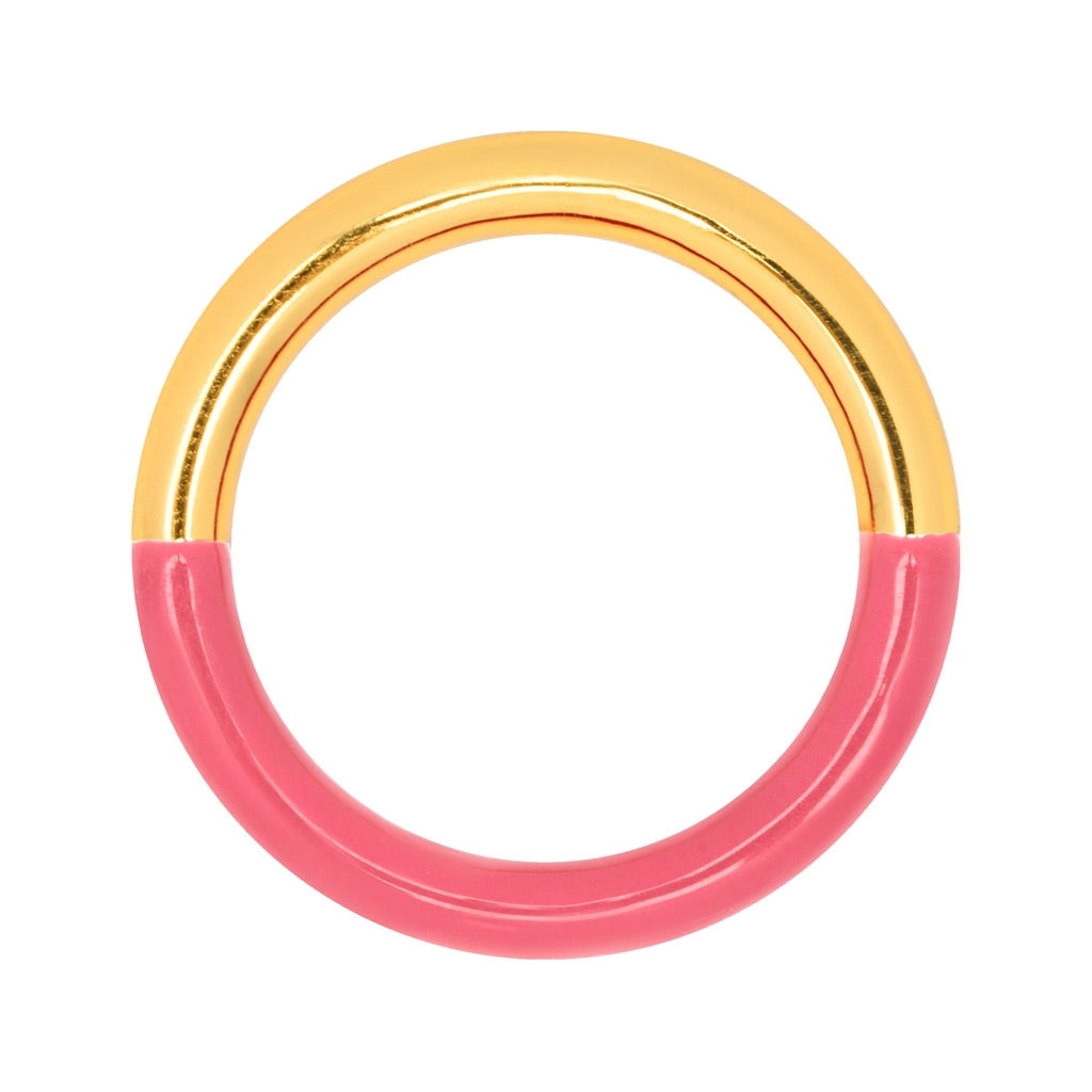 LULU Copenhagen Double Color Ring vergoldet Rings Gold/Coral Pink