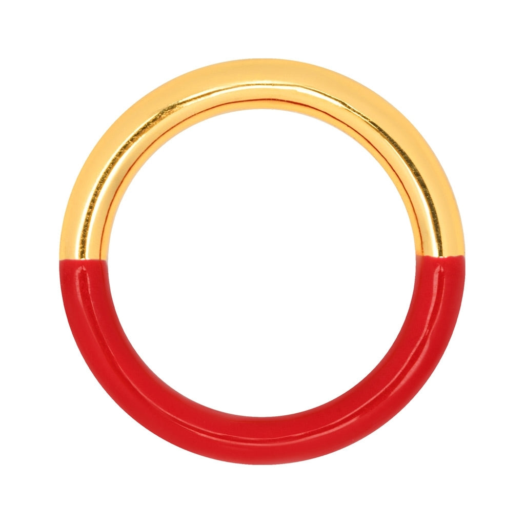 LULU Copenhagen Double Color Ring vergoldet Rings Gold/Passion Red