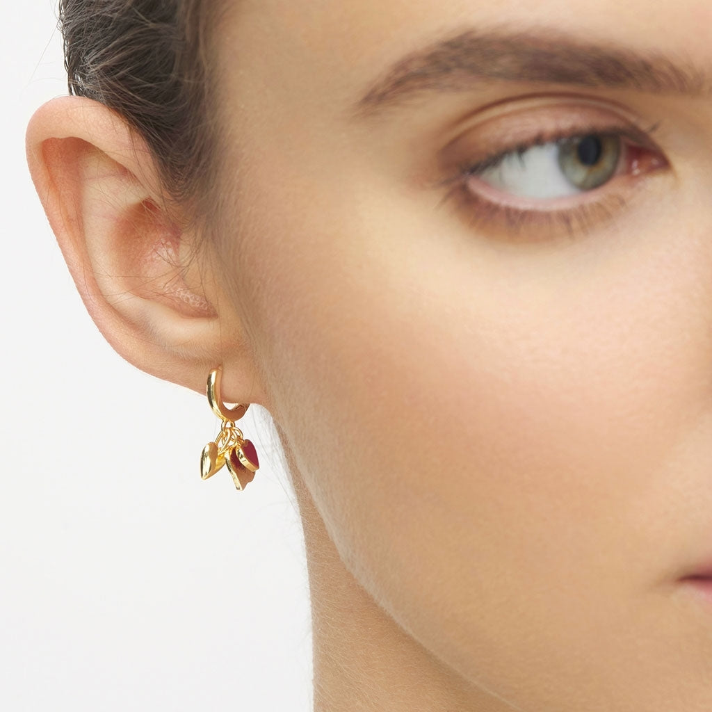 LULU Copenhagen Endless Love 1 stück - Vergoldetes Ear stud, 1 pcs Passion Red