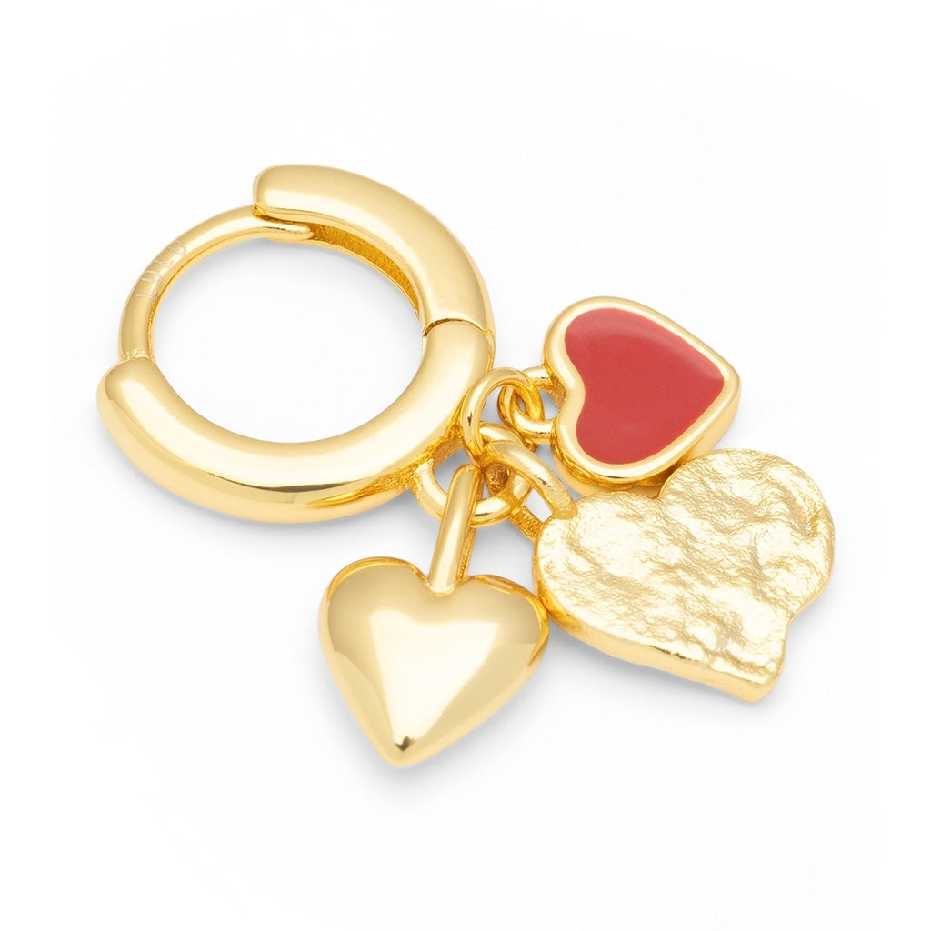 LULU Copenhagen Endless Love 1 stück - Vergoldetes Ear stud, 1 pcs Passion Red
