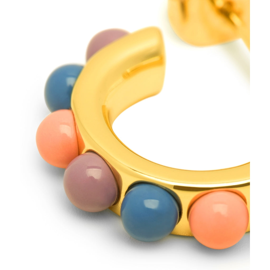 LULU Copenhagen Flower Hoops Color Paar vergoldetes Hoops Burnt Coral/Blue/Purple