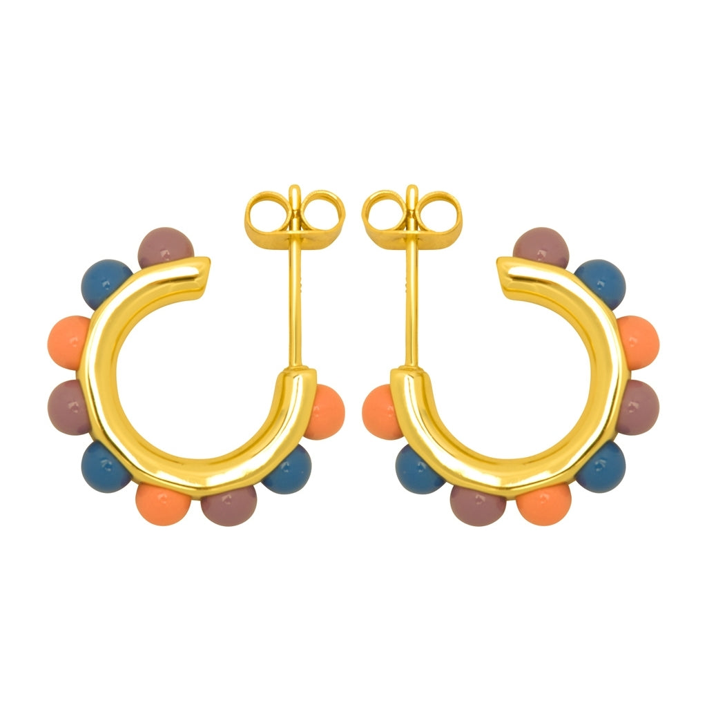LULU Copenhagen Flower Hoops Color Paar vergoldetes Hoops Burnt Coral/Blue/Purple