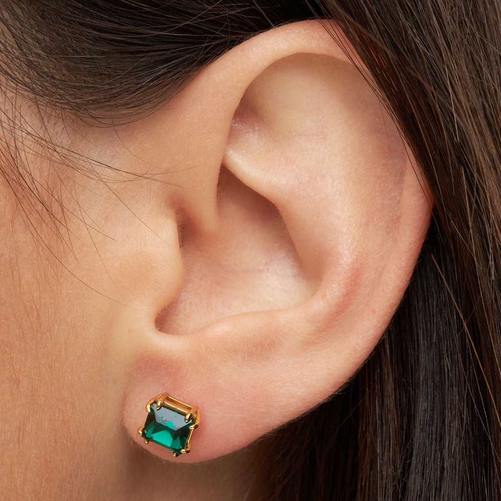 LULU Copenhagen Gala Crystal Bling Ohrring 1 stück Ear stud, 1 pcs Emerald/Gold Plated