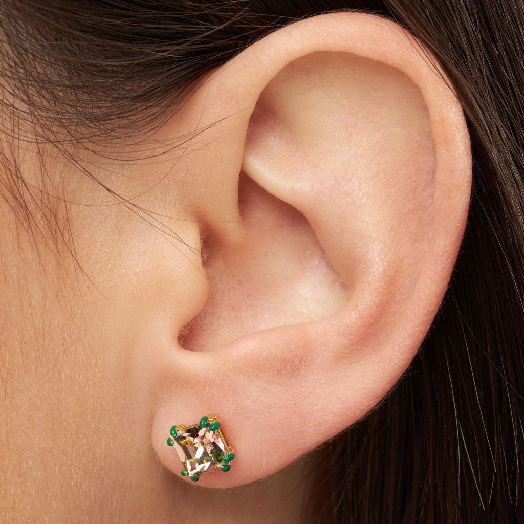 LULU Copenhagen Gala Crystal Bling Ohrring 1 stück Ear stud, 1 pcs Vintage Rose/Green