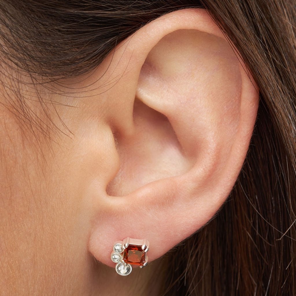 LULU Copenhagen Gala Red Bling Left Ohrring 1 stück Ear stud, 1 pcs Silver Plated