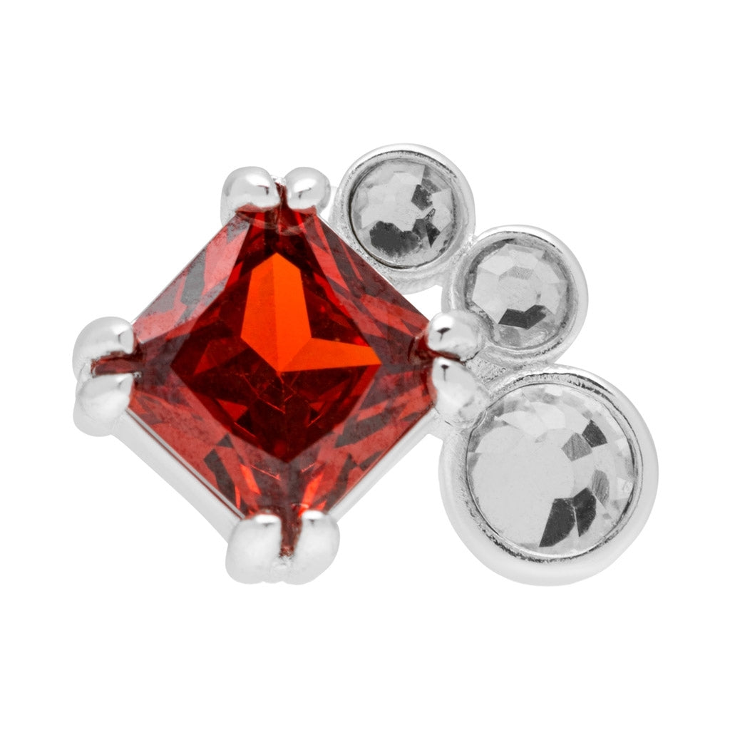 LULU Copenhagen Gala Red Bling Right Ohrring 1 stück Ear stud, 1 pcs Silver Plated