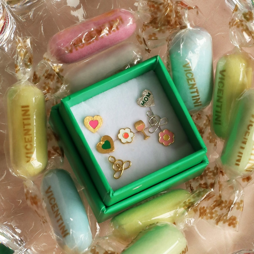 LULU Copenhagen Heart Mom Ohrring 1 stück versilbert Ear stud, 1 pcs Grün