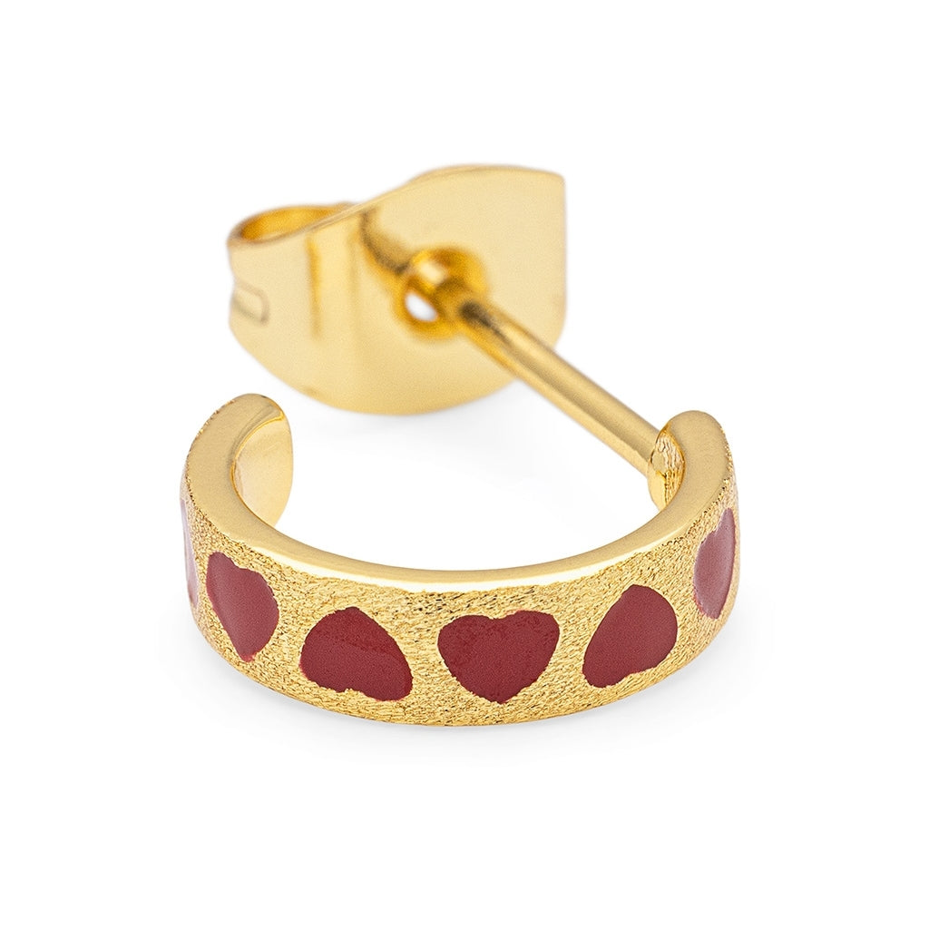 LULU Copenhagen Love Repeat hoops paar - Vergoldetes Hoops Passion Red