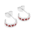 Love Repeat hoops paar - Versilbert - Passion Red