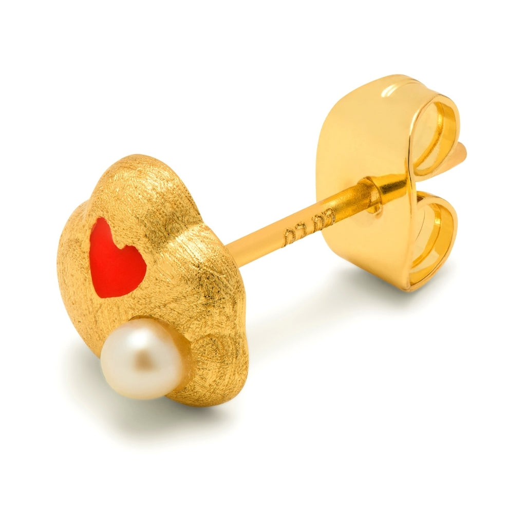 LULU Copenhagen Magic Stone Heart Ohrring 1 stück Ear stud, 1 pcs Vergoldet