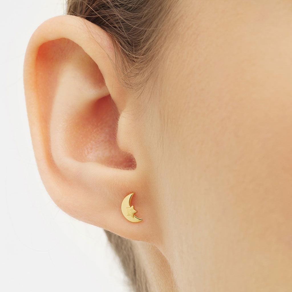 LULU Copenhagen Moon & Star Ohrring 1 stück Ear stud, 1 pcs Vergoldet
