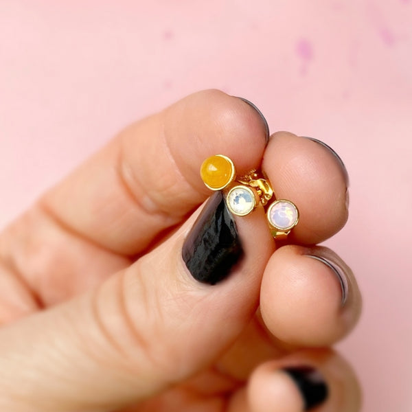 LULU Copenhagen Natural Stone 1 stück Ear stud, 1 pcs Gelb