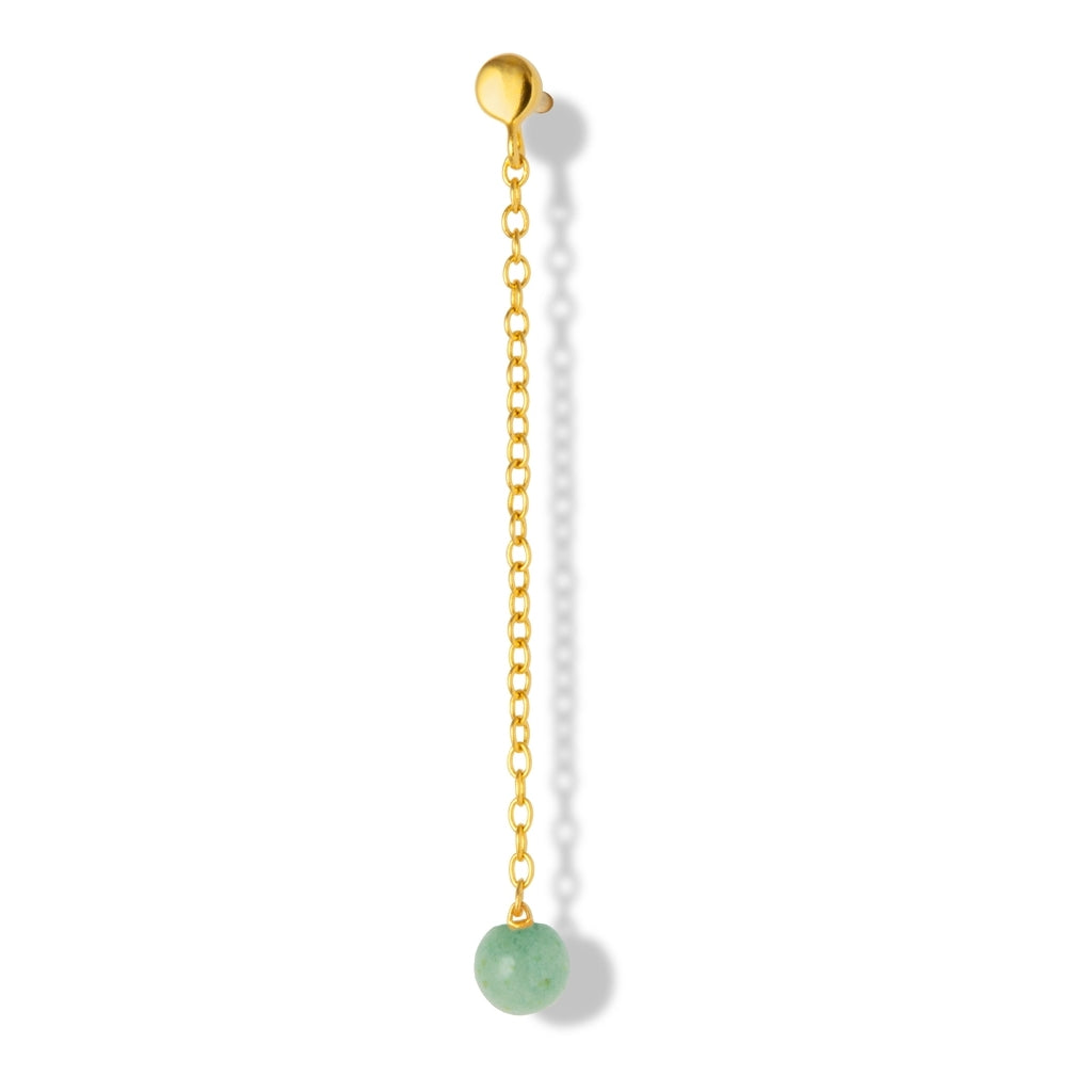 LULU Copenhagen Natural Stone Chain Ohrring 1 stück Ear stud, 1 pcs Hellgrün