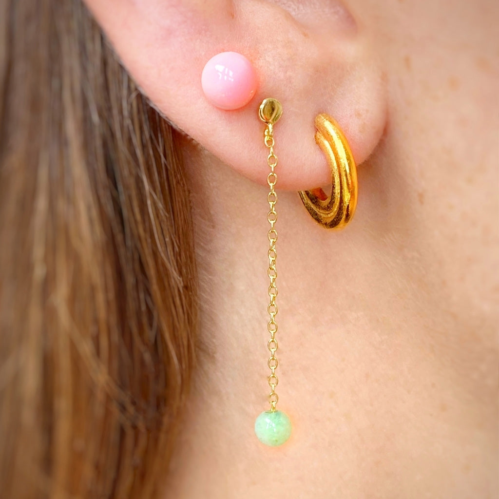 LULU Copenhagen Natural Stone Chain Ohrring 1 stück Ear stud, 1 pcs Hellgrün