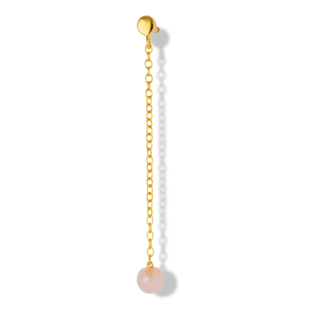 LULU Copenhagen Natural Stone Chain Ohrring 1 stück Ear stud, 1 pcs Rose