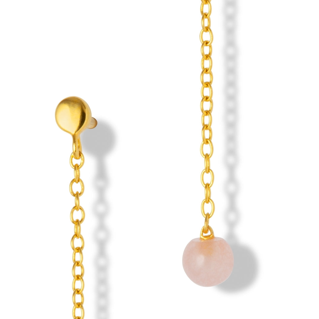 LULU Copenhagen Natural Stone Chain Ohrring 1 stück Ear stud, 1 pcs Rose