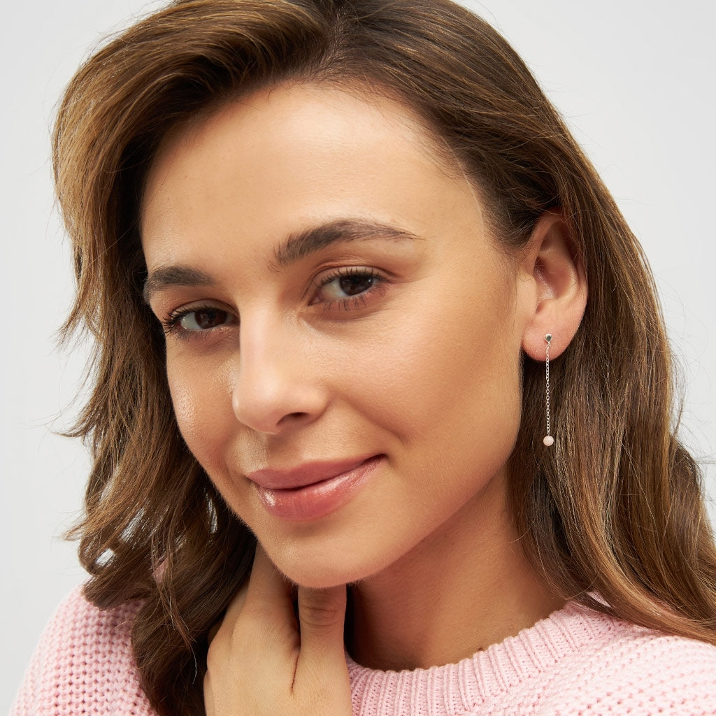 LULU Copenhagen Natural Stone Chain Ohrring 1 stück Ear stud, 1 pcs Rose