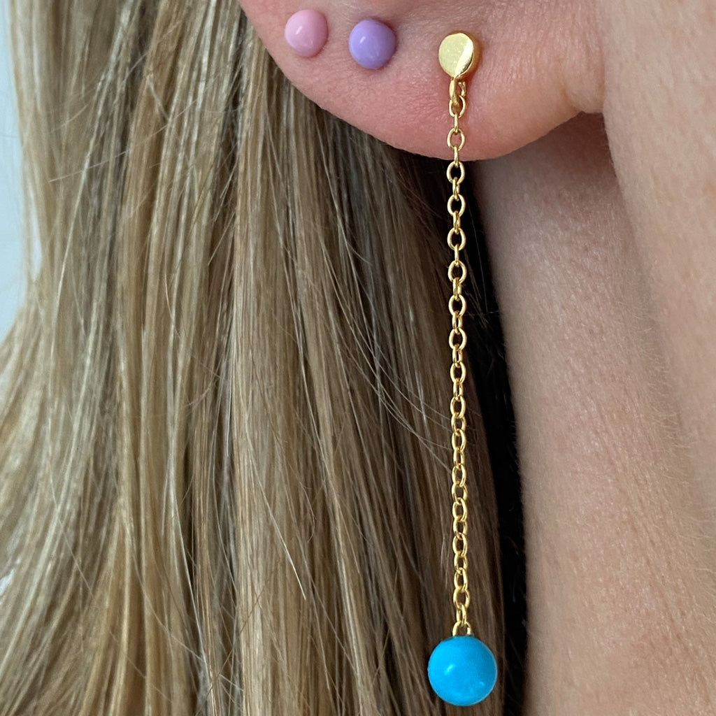 LULU Copenhagen Natural Stone Chain Ohrring 1 stück Ear stud, 1 pcs