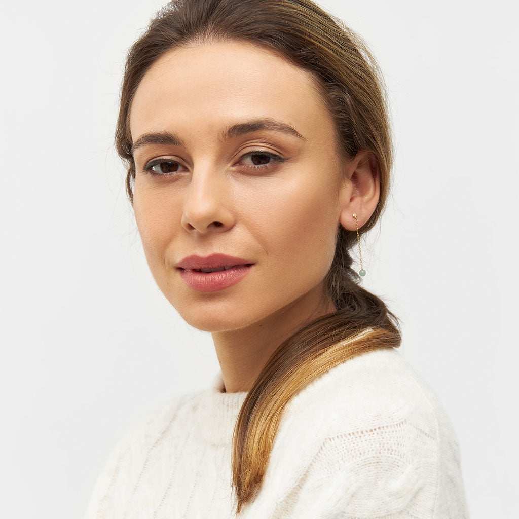 LULU Copenhagen Natural Stone Chain Ohrring 1 stück Ear stud, 1 pcs Hellgrün