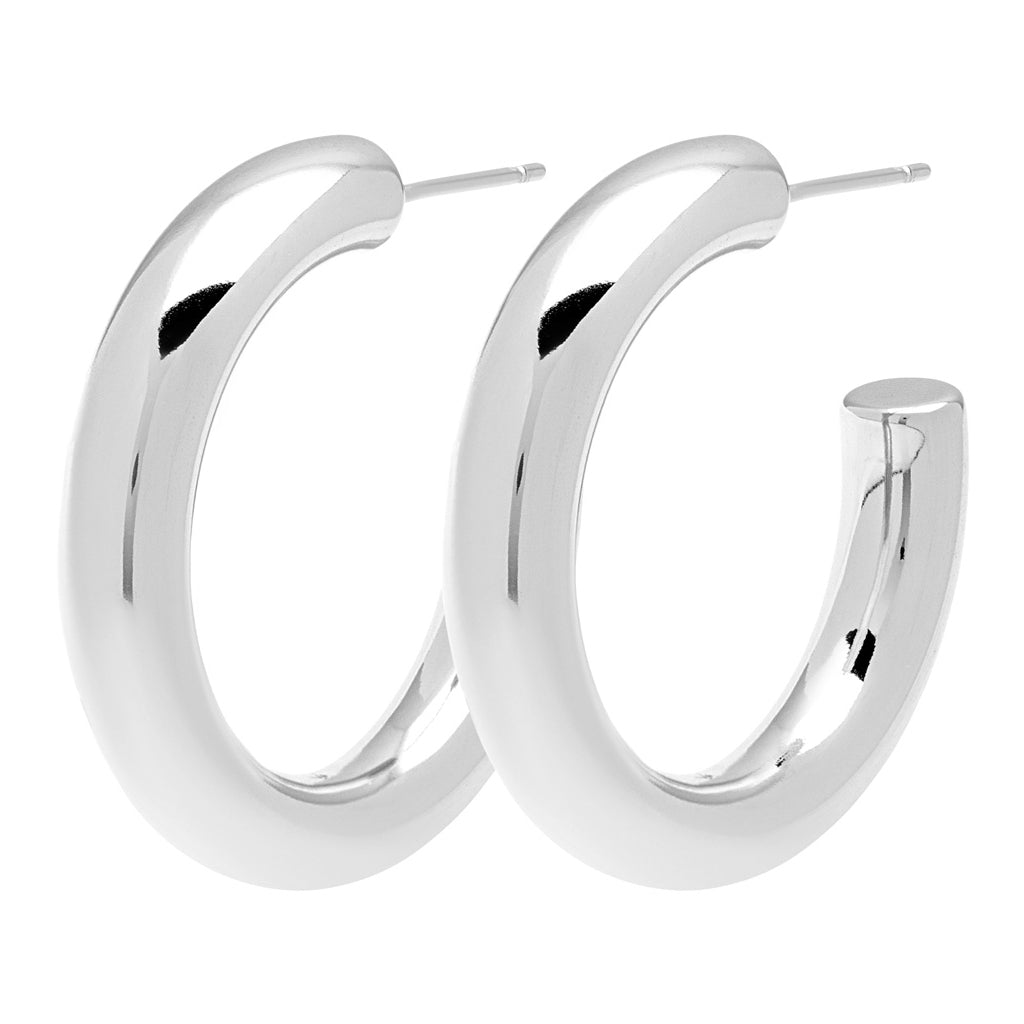 LULU Copenhagen Non Hoops Chunky Medium paar glänzend Hoops Silver Plated