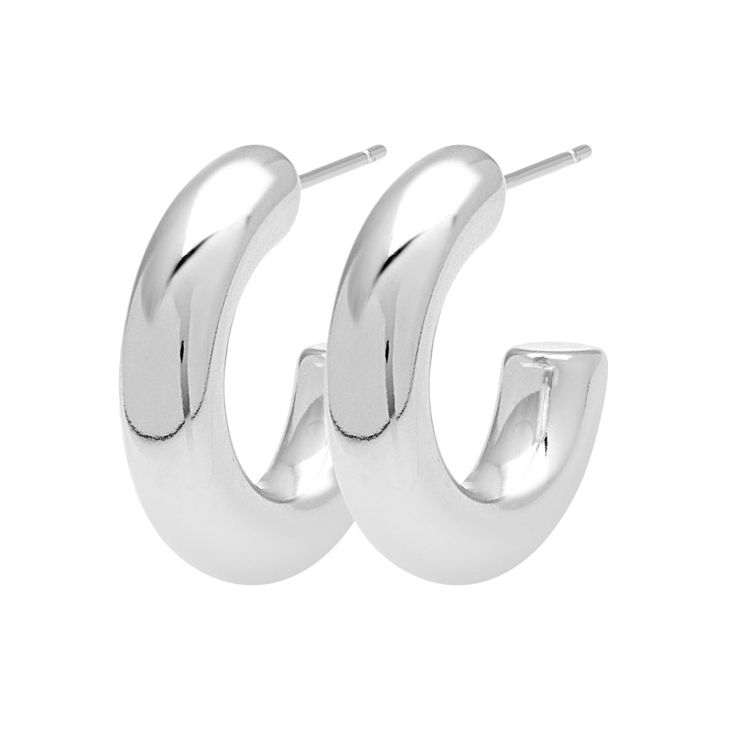 LULU Copenhagen Non Hoops Chunky Small paar glänzend Hoops Silver Plated