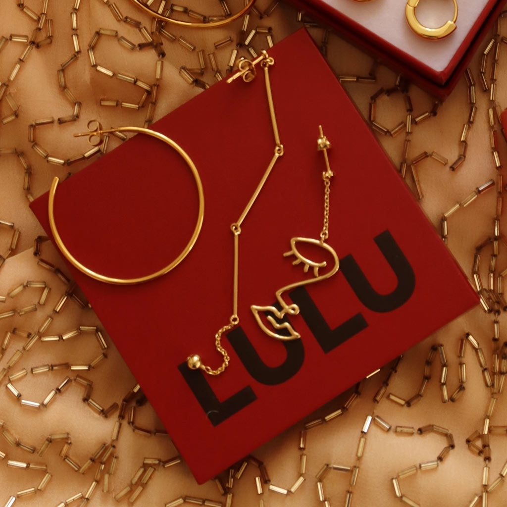 LULU Copenhagen Non Hoops Large paar glänzend Hoops Vergoldet