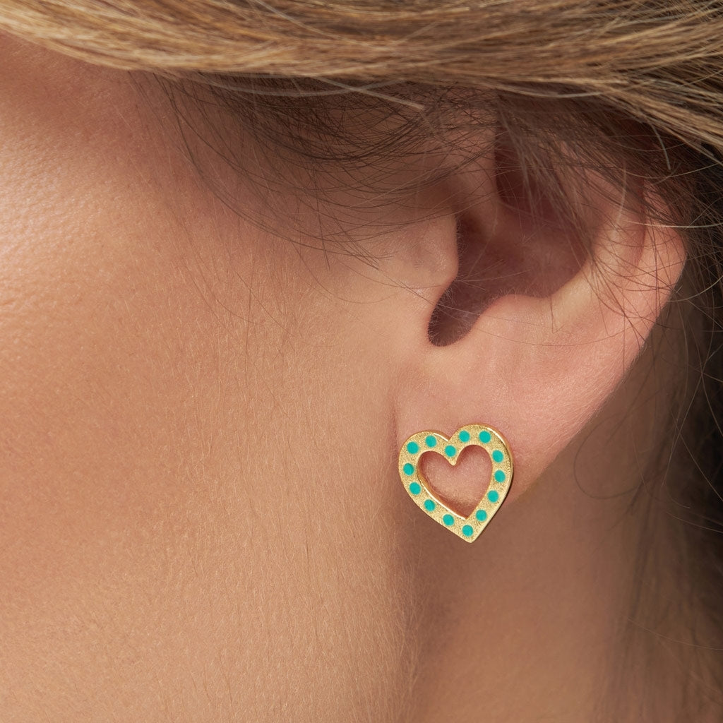 LULU Copenhagen OMG Heart Crystal 1 stück vergoldet Ear stud, 1 pcs Hellgrün