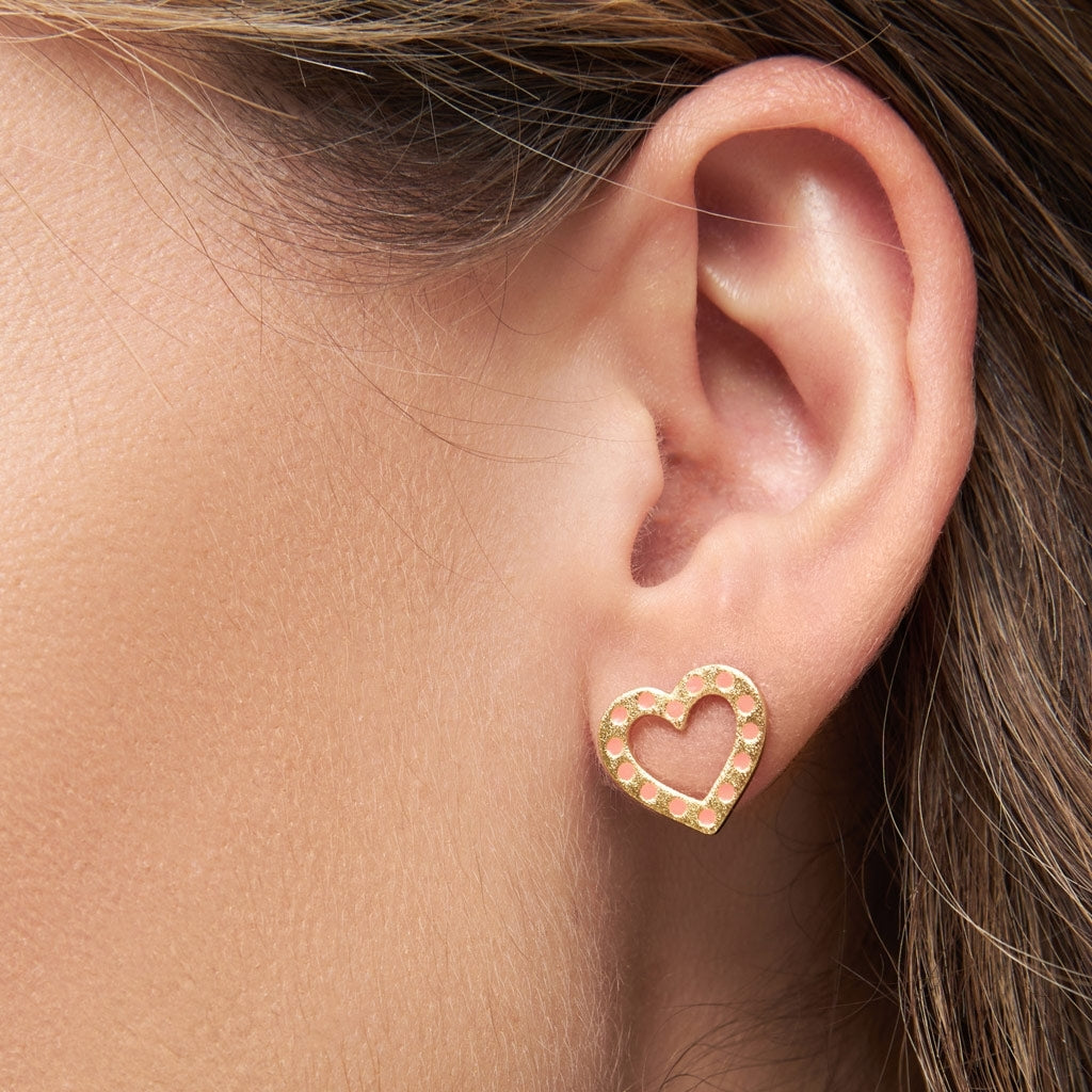 LULU Copenhagen OMG Heart Ohrring 1 stück vergoldet Ear stud, 1 pcs Orange/Coral