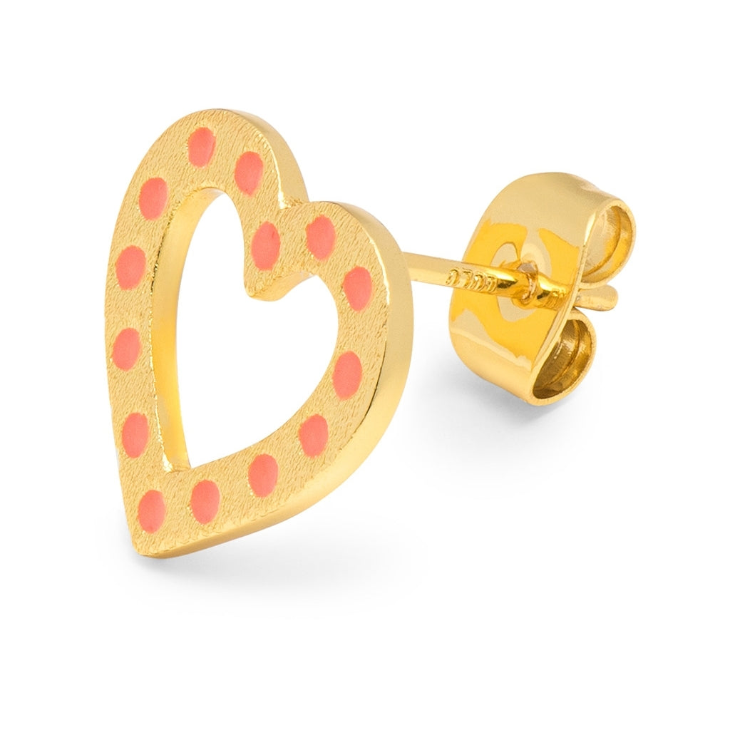 LULU Copenhagen OMG Heart Ohrring 1 stück vergoldet Ear stud, 1 pcs Orange/Coral