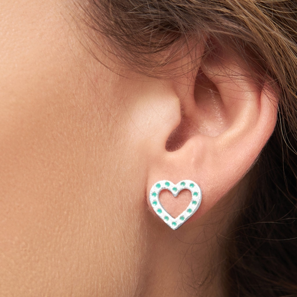 LULU Copenhagen OMG Heart Ohrring 1 stück versilbert Ear stud, 1 pcs Hellgrün