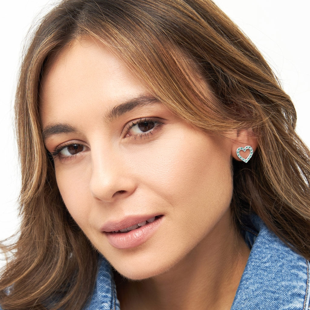 LULU Copenhagen OMG Heart Ohrring 1 stück versilbert Ear stud, 1 pcs Hellgrün