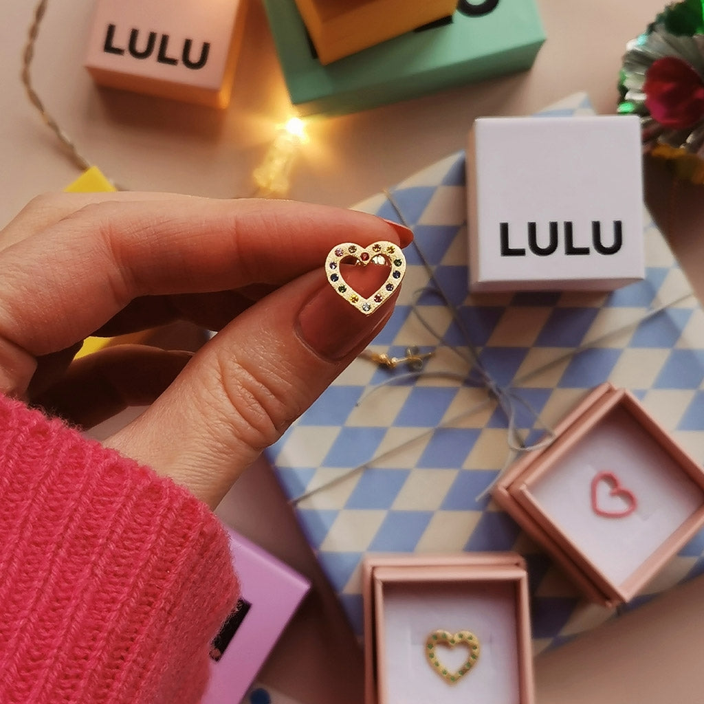 LULU Copenhagen OMG Heart Ohrring 1 stück versilbert Ear stud, 1 pcs Hellgrün