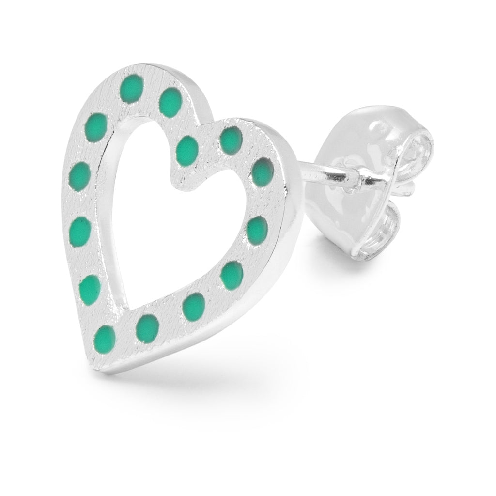 LULU Copenhagen OMG Heart Ohrring 1 stück versilbert Ear stud, 1 pcs Hellgrün