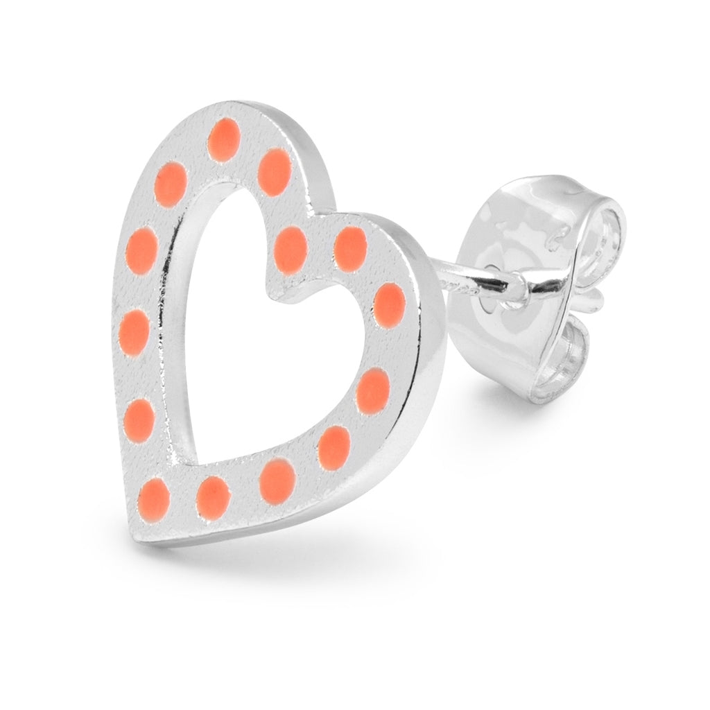 LULU Copenhagen OMG Heart Ohrring 1 stück versilbert Ear stud, 1 pcs Orange/Coral