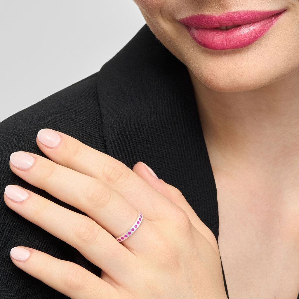 LULU Copenhagen Pattern Ring silber Rings Electric Fuchsia Pink