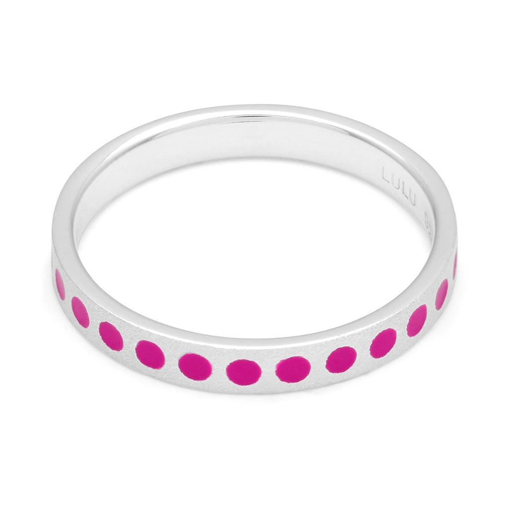 LULU Copenhagen Pattern Ring silber Rings Electric Fuchsia Pink