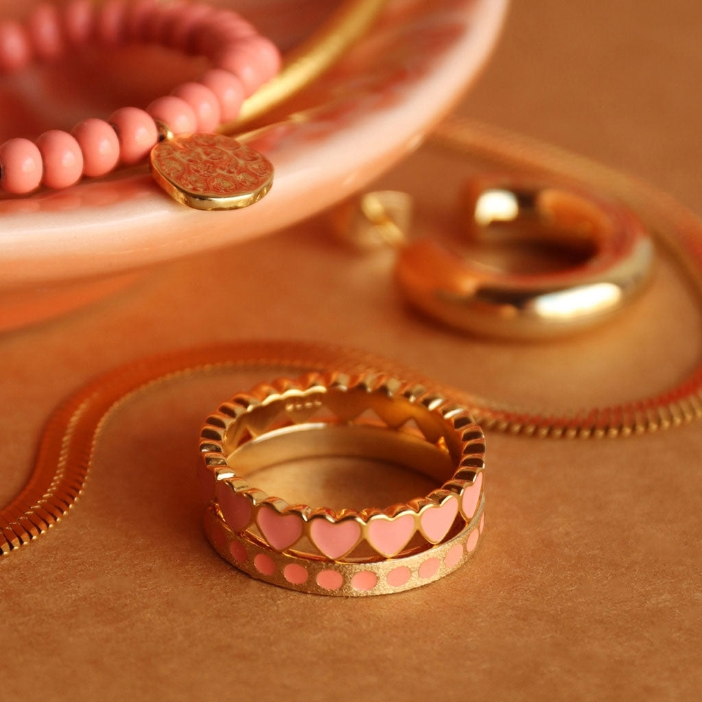 LULU Copenhagen Pattern Ring vergoldet Rings Burnt Coral