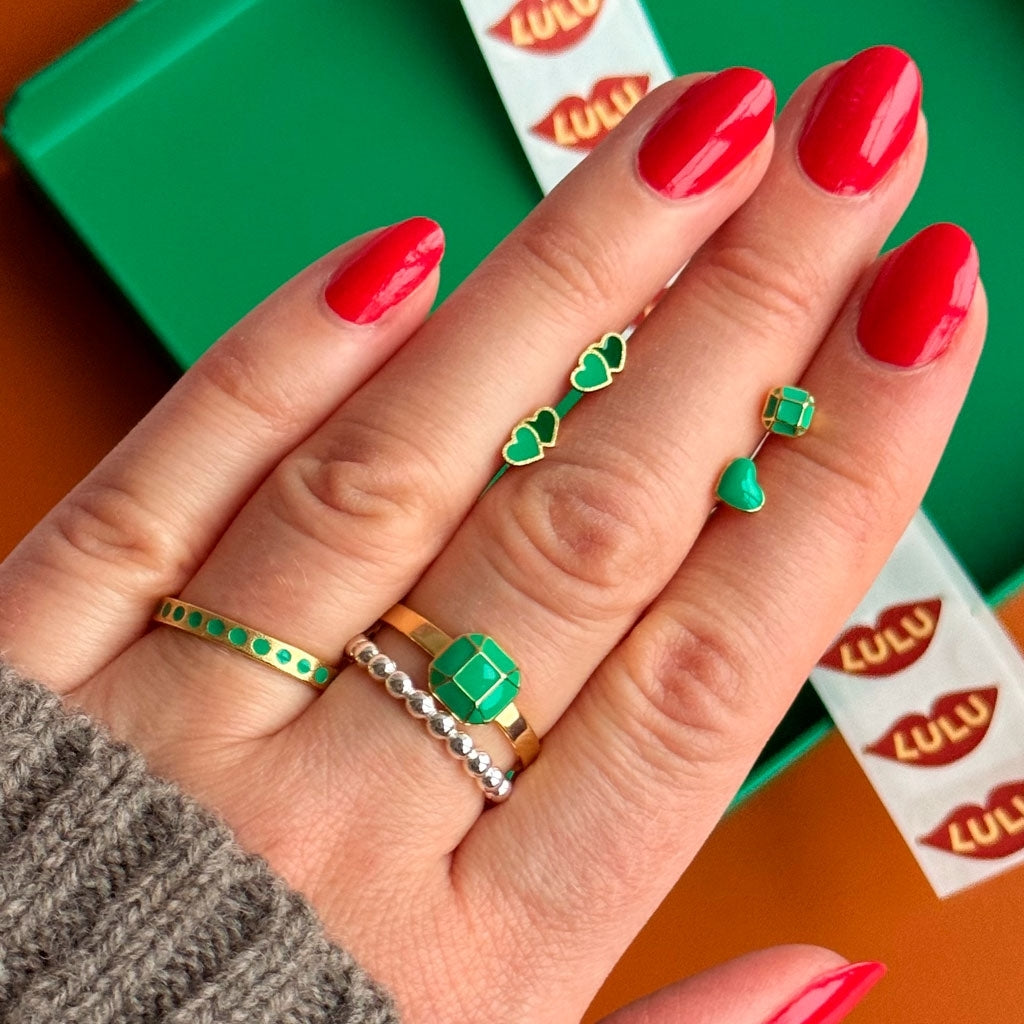 LULU Copenhagen Pattern Ring vergoldet Rings Hellgrün