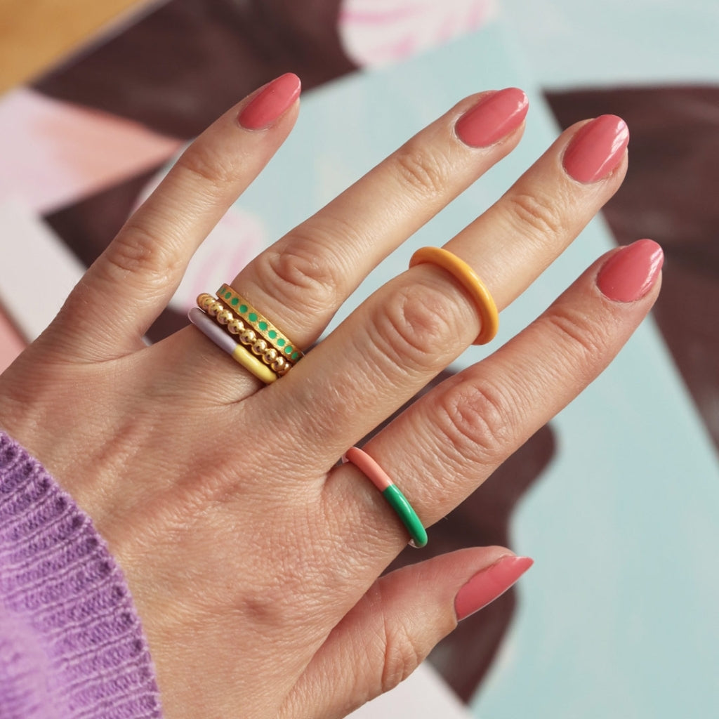 LULU Copenhagen Pattern Ring vergoldet Rings North Sea Green
